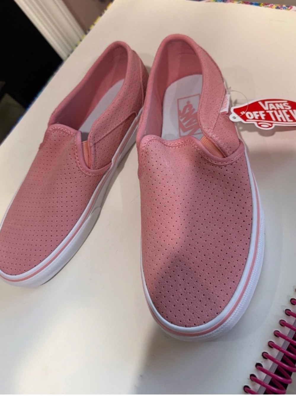 Vans Pink Perforated Slip-On Women's Sneakers
